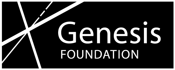 Genesis Foundation. Black logo with white text